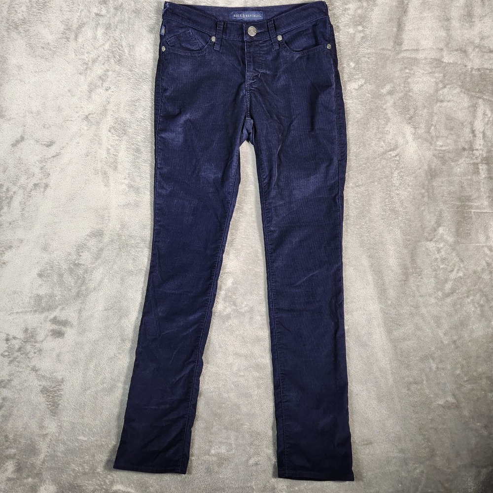 Rock Republic Navy Blue Berlin Corduroy Slim Pants Women's Sizeโ 6 ALTERED WAIST